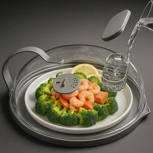 Microwave Splatter Cover with Water Steamer for Food - 10 Inch Steam Microwave S - Picture 1 of 11