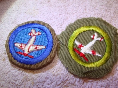 Air Scout AERONAUTICS, Boy Scout AVIATION  1936-1946 2 Merit Badges Rare  - Image 1 of 4
