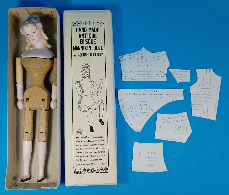Muñeca Maniquí Bisque Antigua Shackman Hecha a Mano De Colección con Cuerpo de Madera Juntada. Foto 1 de 4