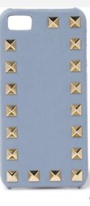 Valentino Leather iPhone 5 Rockstud Stud Gray Grey Lt Blue Phone Case  Protector
