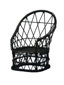 Dolls House Black Wire Wrought Iron Tub Chair Miniature Garden Patio Furniture - Picture 1 of 8