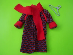 Vintage BARBIE 1987 SWEATER SOFT #4484 STRIPED BLUE RED COAT WITH ATTACHED SCARF - Picture 1 of 2
