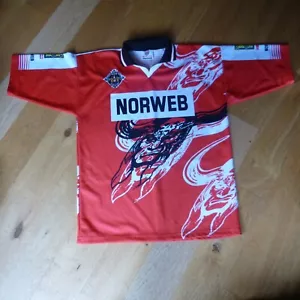 Wigan Warriors Vintage 1997 Rugby League Shirt Norweb Red Men's XL - Bild 1 von 13