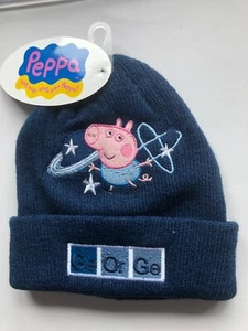 Childs Peppa Pig Style George Pig Beanie BLUE HAT NEW - Picture 1 of 3
