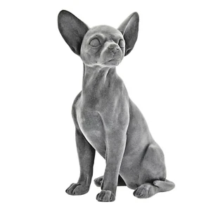 Chihuahua figurine Grey Velvet sitting ornament decoration Chihuahua lover gift - Picture 1 of 2