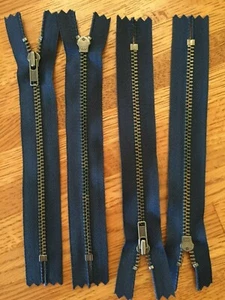 YKK Navy Blue (560) Zipper, Antique Nickel Teeth, Diecast Pull, 6" - 3 zippers - Picture 1 of 1