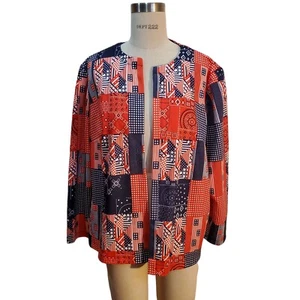 Cazadora abierta vintage de tela hecha a mano con estampado americano talla XL - Imagen 1 de 3