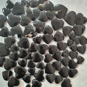 Natural Heart Black Tourmaline Cabochon Loose Designer Gemstone Jewelry Making - Picture 1 of 7