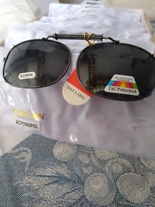 60mm Polarized Clip On Sunglasses. Black On Black