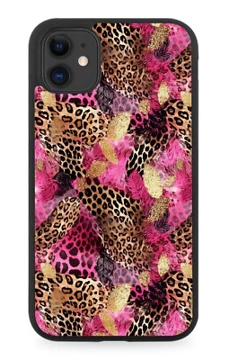 Pink and Gold Mixed Leopard Print Rubber Phone Case Animal Mixing Skins Zoo CJ54 - Image 1 of 2