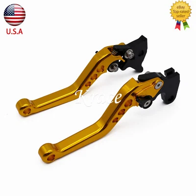 For Yamaha YZF R1 2004 2005 2006 2007 2008 Gold CNC Brake Clutch Levers Adjust - Image 1 of 4