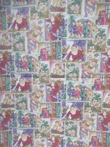 "VICTORIAN CHRISTMAS" SANTAS &ANGELS ALLOVER PRINT HOFFMAN COTTON FABRIC 24"X - Picture 1 of 9