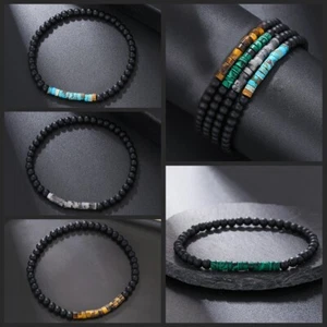 4 Style Handmade Onxy Beads Mens Bracelets Luxury Emperor Stone Simple Bracelet - Picture 1 of 10