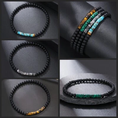 4 Style Handmade Onxy Beads Mens Bracelets Luxury Emperor Stone Simple Bracelet - Image 1 of 4