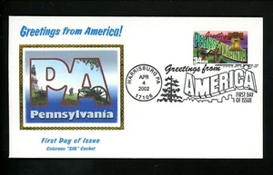 US FDC 2002 Greetings from America #3598 Pennsylvania PA Colorano Large Letter - Picture 1 of 1