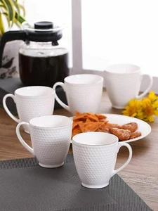 Impression Bone China Coffee Mug Set, 150 ml, 6-Pieces, White - Picture 1 of 2