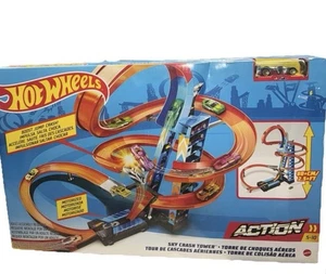 Hot Wheels Sky Crash Tower Juego de Pistas con Booster Notariado Coche Negro Nuevo - Imagen 1 de 7