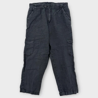 Rachel Roy Cargo Pants Womens Large Relaxed Fit Linen Gray Utility Casual Boho - Image 1 of 4