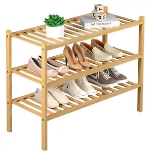 ROMGUAR CRAFT 3-stufiges Bambus-Schuhregal für Schrank freistehendes Holz-Schuhregal... - Bild 1 von 8