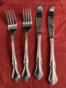 ROSE QUEEN Posate Inox REED & BARTON Forchette, Coltello 4 Pezzi Lotto Misto - Foto 1 di 5