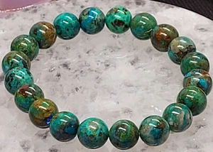 Chrysocolla Natural Crystal 10mm Bracelet - Picture 1 of 5