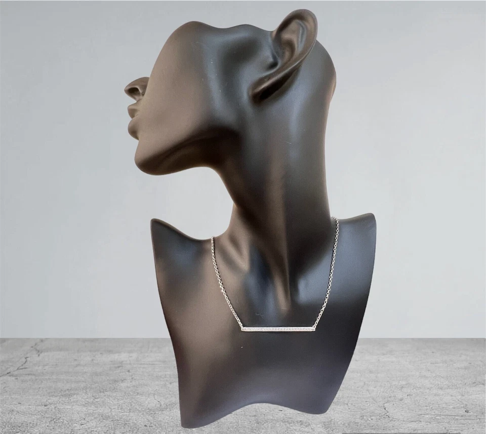 collana con barretta argento 925 anallergico rodiato zirconi incastonati - Immagine 1 di 1