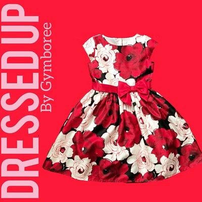 Vestido Elegante Rojo y Blanco Lazo Floral Ajuste y Acampanado Gimboree Talla 8 Nuevo Foto 1 de 4