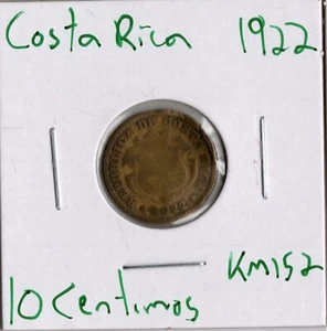 Coin Costa Rica 10 Centimos 1922 KM152 - Picture 1 of 4