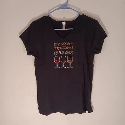 Camisa de mujer con estrás brillante My Doctor Says I Need Glasses talla LRG Foto 1 de 4