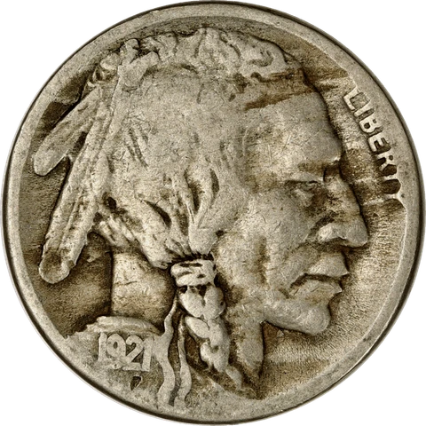 1921-S Buffalo Nickel 5c, Circulated, Better Date, Very Good Cover