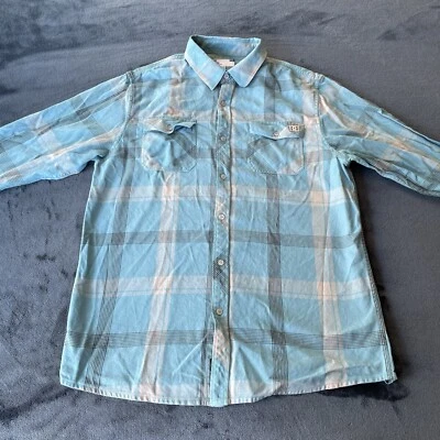 DC Shoes Long Sleeve Button Up Blue Plaid Collar Shirt XL - Image 1 of 4