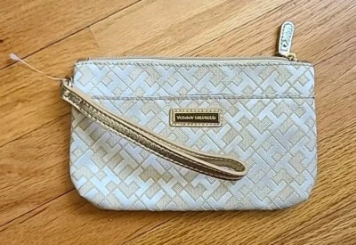 NW0T* Womens Tommy Hilfiger Logo Wristlet Clutch*Gold On Gold Logo* - Image 1 of 4