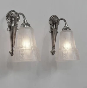 A.RICHARD & MULLER FRERES pair of 1930 French art deco sconces ..... France lamp - Picture 1 of 10