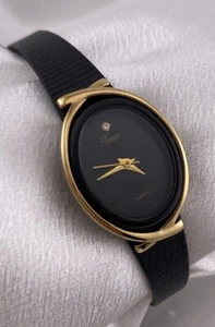 Vintage Timex Diamond Black & Gold Metal Band Ladies Watch Classic Dainty - Picture 1 of 9