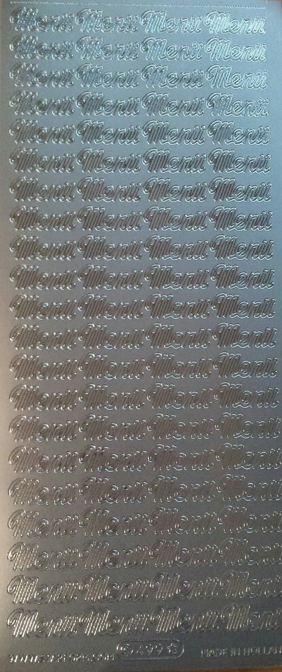 Stickerbogen Schriftzug  Menü  silber  günstig  Sticker  Neu - Bild 1 von 1