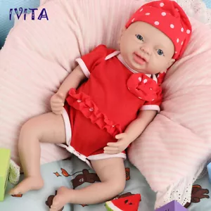 15'' IVITA Reborn Baby Girl Blue Eyes Full Sililcone Baby Floppy Doll Gift - Picture 1 of 10