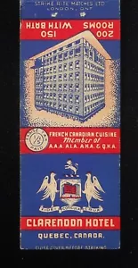 1940s EXCISE TAX Clarendon Hotel 200 Rooms 150 With Bath Cuisine Quebec City QC - Picture 1 of 2