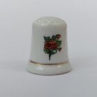 Vintage decorative porcelain flower thimble, red zinnia flowers