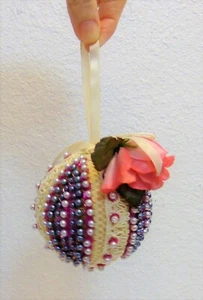 Victorian Style Fancy Lace Beads Ball Christmas Ornament 3 1/4"  - Picture 1 of 6