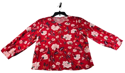 Blusa Old Navy para mujer talla grande roja floral manga larga Foto 1 de 4