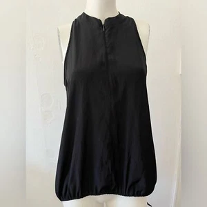 Vintage 90s Chaiken sleeveless black crew neck zipper front tunic blouse size 6 - Picture 1 of 5