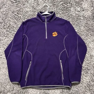 Clemson Tigers Jacket Fleece Sweater Mens Large 1/4 Zip Purple Paw NCAA CFB SC - Picture 1 of 9