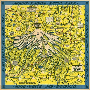 Pictorial Map of Mount Rainier National Park Wall Art Poster Print Decor History - Picture 1 of 2