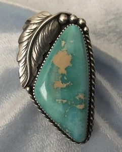 Klassischer handgefertigter natürlicher Nevada Türkis Ring Sterling, 9 - Bild 1 von 4