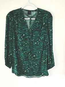 David Lawrence Green Long Sleeved Blouse Size 6 XS Relaxed Fit - Picture 1 of 10