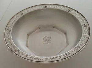 Sterling Silver Gorham Bowl with pierced rim & octagonal bottom. JTN Monogram - Picture 1 of 7