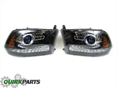 13-15 Dodge Ram 1500 Driver & Passenger BLACK Projector Headlights MOPAR OEM NEW - Image 1 of 4