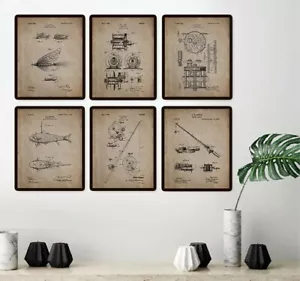 Wandbilder Wohndeko Vintage Patent Kunstdrucke Industrie Angeln 6 Drucke - Bild 1 von 7