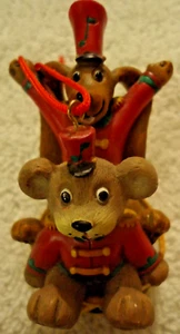 Christmas Miniature Drum with Bear & Deer Decoration on Sled - Picture 1 of 4