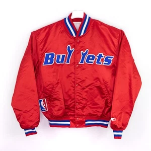 Chaqueta de bombardero vintage Washington Bullets NBA satinada años 80 90 roja XL USADA EN EXCELENTE ESTADO - Imagen 1 de 8